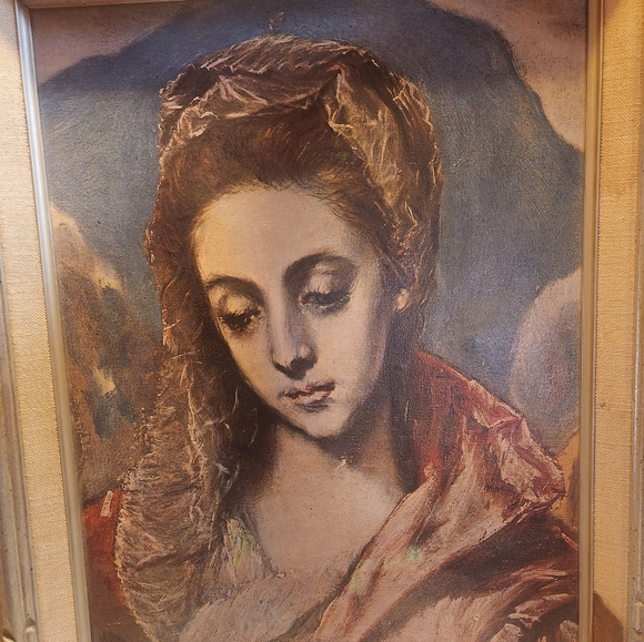 Vintage framed canvas print La Virgin El Greco. - Picture 2 of 4